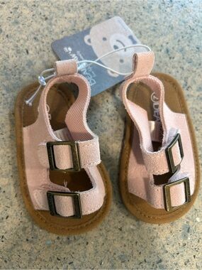 BearPaw Pink Suede Buckle Toddler Sandals